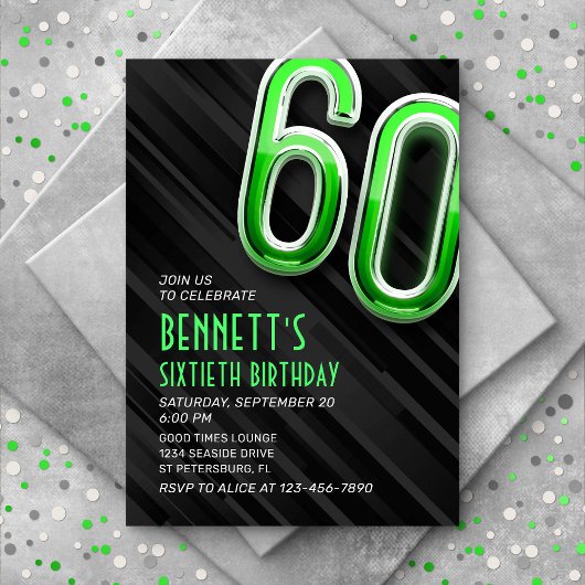 Moderne Mens 60e anniversaire Invitation