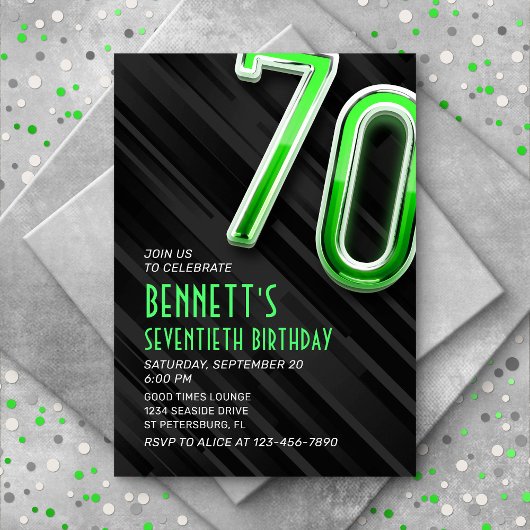 Moderne Mens 70e anniversaire Invitation