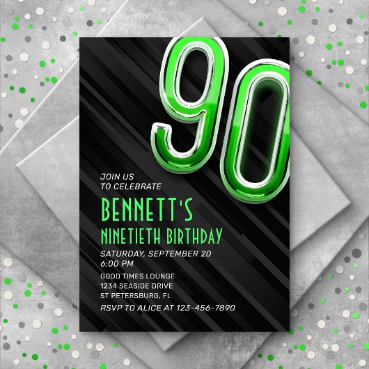 Moderne Mens 90e anniversaire Invitation
