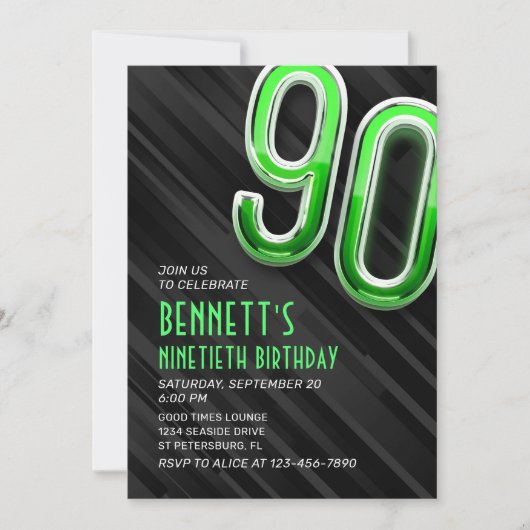 Moderne Mens 90e anniversaire Invitation (Devant)