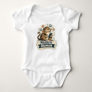 Moderne Mens Funny Aap Smartphone Sociale Media Romper