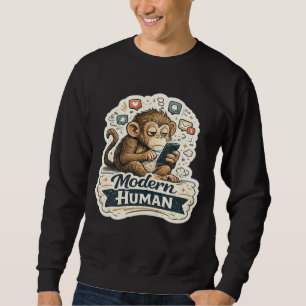 Moderne Mens Funny Aap Smartphone Sociale Media Trui