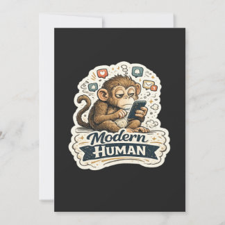 Moderne Mens Funny Monkey Smartphone Sociale Media Kaart