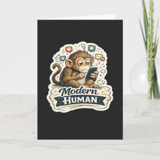 Moderne Mens Funny Monkey Smartphone Sociale Media Kaart