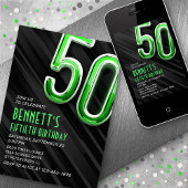 Moderne Mens Green 50e anniversaire Invitation