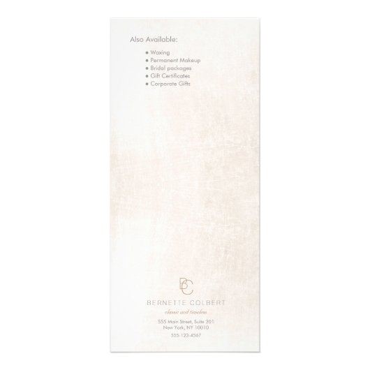 Moderne menu met twee Initialen monogram Salon Pri (Achterkant)