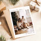 Moderne Merriest Familie Kerstmis met Hond Foto Feestdagenkaart