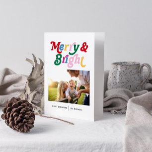 Moderne Merry & Bright Kleurrijke Helder Foto Kaart