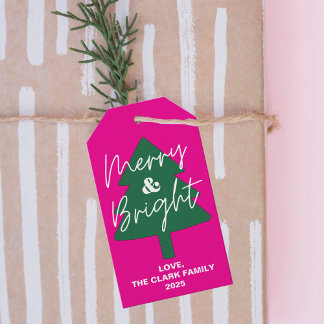 Moderne Merry & Bright Persoonlijke Kerstmis Cadeaulabel