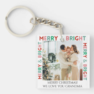 Moderne Merry & Bright Simple Colorful One-foto Sleutelhanger
