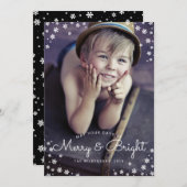 Moderne Merry & Bright Snowflake Carte photo de va (Devant / Derrière)