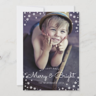 Moderne Merry & Bright Snowflake Carte photo de va