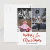 Moderne Merry Christmas Script Collage Foto Briefkaart (Voorkant / Achterkant)
