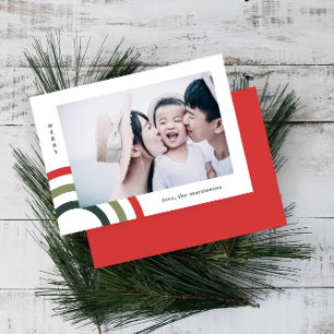 Moderne Merry Festive Kerstvakantie Fotokaart
