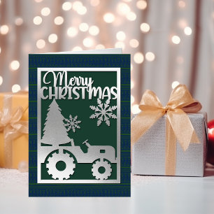 Moderne Merry Xmas Boomgaard Nep Papercut Zilver Folie Feestdagenkaart