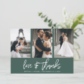 Moderne met de hand beletterde fotocollage Forest Bedankkaart (Staand voorkant)