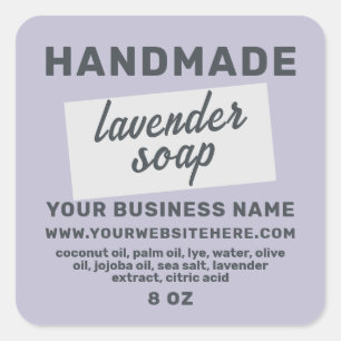 Moderne, met de hand gemaakte lavendelzeep paars vierkante sticker