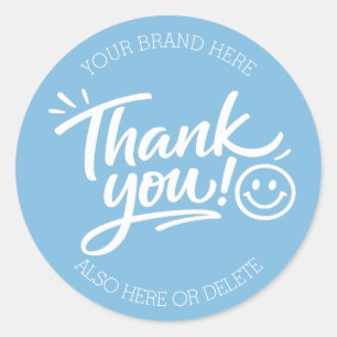Moderne met de hand geschreven “Dank je!” met Smil Ronde Sticker
