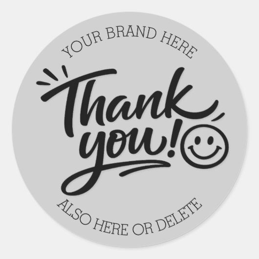 Moderne met de hand geschreven “Dank je!” met Smil Ronde Sticker (Voorkant)