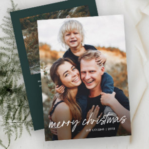 Moderne met de hand geschreven kerstkaart met 2 fo