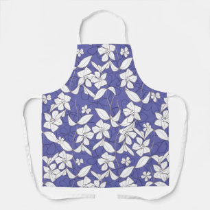 Moderne, met de hand getekende witte bloemen op ee schort