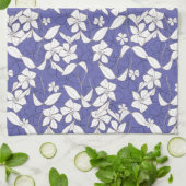 Moderne, met de hand getekende witte bloemen op ee theedoek (Gevouwen)