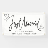 Moderne 'Met Hart' Net Getrouwd Autobanner Spandoek (Horizontaal)