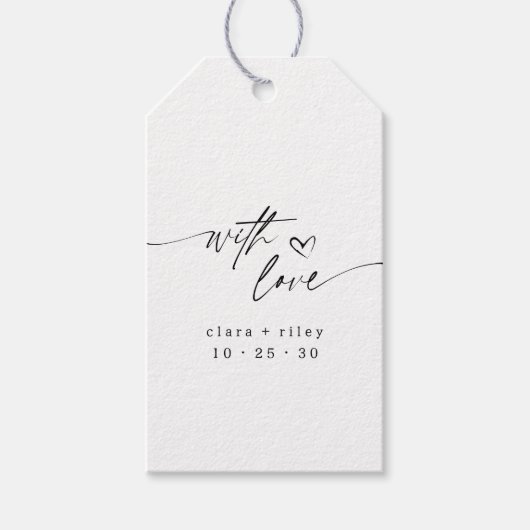 Moderne Met Liefde Elegant Script Hart Trouw  Cadeaulabel (Voorkant)