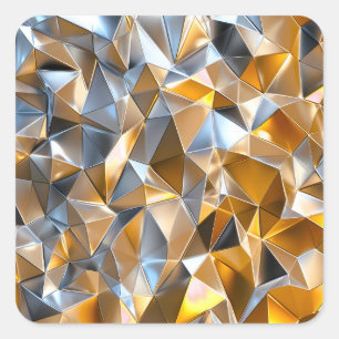 Moderne Metal Abstract Goud Zilver Geometrisch Vierkante Sticker