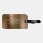 Moderne metalen monogram in penseelvorm bagagelabel (Achterkant horizontaal)