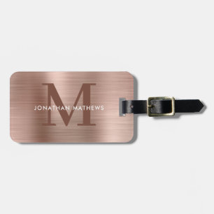 Moderne metalen Roos goudmonogram Bagagelabel