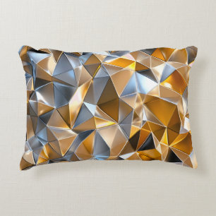 Moderne Metallic Abstract Goud Zilver Geometrisch Accent Kussen