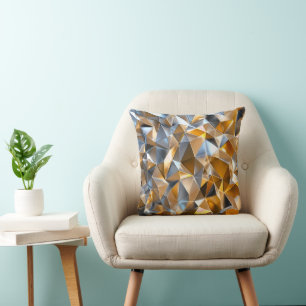 Moderne Metallic Abstract Goud Zilver Geometrisch Kussen