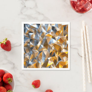 Moderne Metallic Abstract Goud Zilver Geometrisch Servet