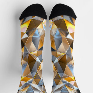 Moderne Metallic Abstract Goud Zilver Geometrisch Sokken