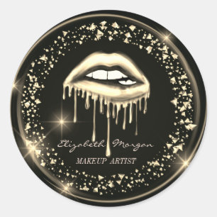 Moderne Metallic Druppelende Lippen,Confetti Ronde Sticker