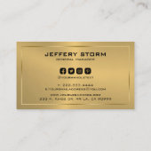 Moderne Metallic Gold Textuur Zwart Typografie Visitekaartje (Achterkant)