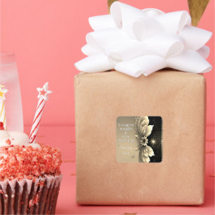 Moderne Metallic Gouden Bloemen Huwelijksuitnodigi Vierkante Sticker