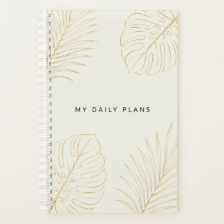 Moderne Metallic Gouden Lijn Kunst Botanische Gepe Planner