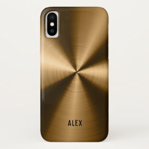 Moderne Metallic Koper Bruin Roestvrij Staal Kijk iPhone X Hoesje