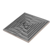 Moderne metallic maze Silver Squares Tegeltje (Zijkant)