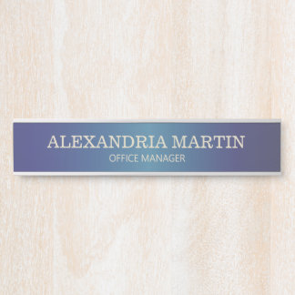 Moderne Metallic Navy Blauwe Naambordje met Functi