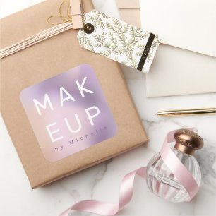 Moderne Metallic Ombre Make-up Artist Monogram Vierkante Sticker