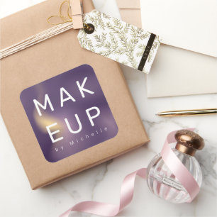Moderne Metallic Ombre Make-up Artist Monogram Vierkante Sticker