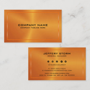 Moderne Metallic Oranje Textuur Zwarte Typografie Visitekaartje