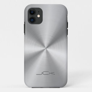 Moderne Metallic zilvergrijs roestvrij staal look iPhone 11 Hoesje