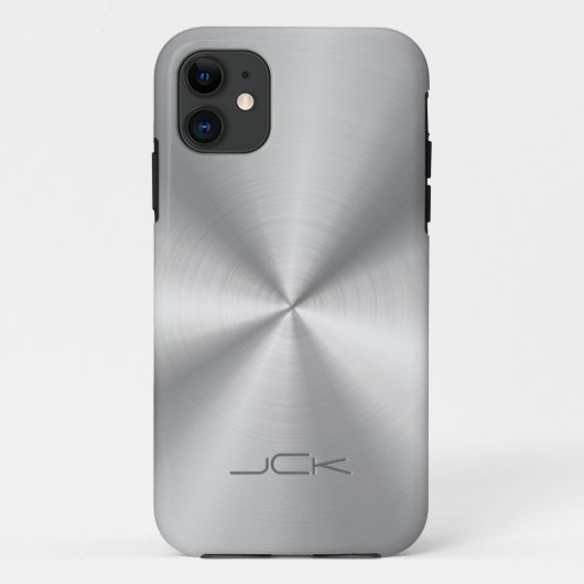 Moderne Metallic zilvergrijs roestvrij staal look Case-Mate iPhone Case (Achterkant)