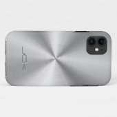 Moderne Metallic zilvergrijs roestvrij staal look Case-Mate iPhone Case (Achterkant (horizontaal))