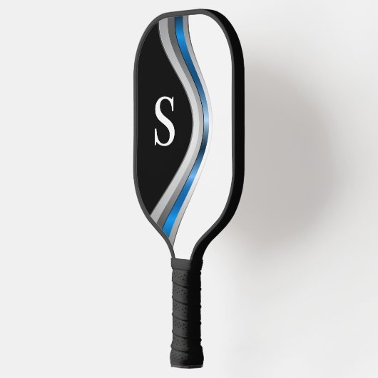 Moderne metallische curven met monogram Initiaal Pickleball Paddle (Links)