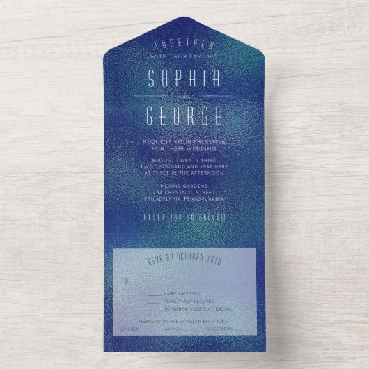 Moderne metallische Folie Minimale bruiloft uitnod All In One Uitnodiging (Binnen)